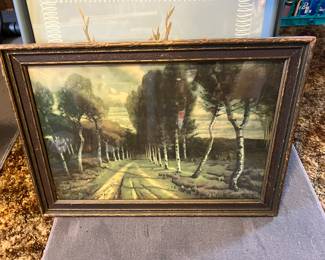 Lone Road with Trees vintage print