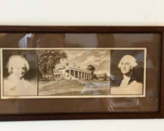 Portraits of George and Martha Washington alongside of Mount Vernon