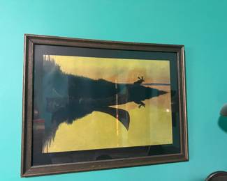 vintage print 'Coming to the Call' by Frederic Remington 