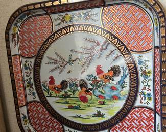 Vintage Daher decorated ware metal try