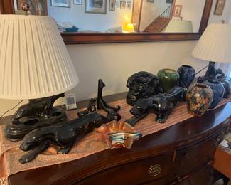 MCM ceramic black panther lamp and MCM black panther sculptures figurines