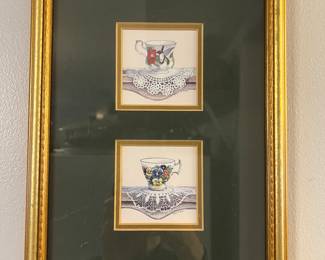art watercolors  of teacups 