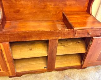 Antique High Back Dry Sink poplar wood 19th century without Zine lined sink