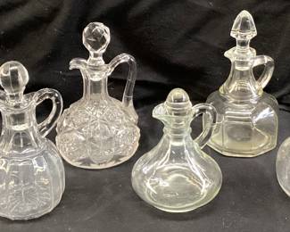 (6) VTG. GLASS CRUETS NO SHIPPING PICKUP ONLY