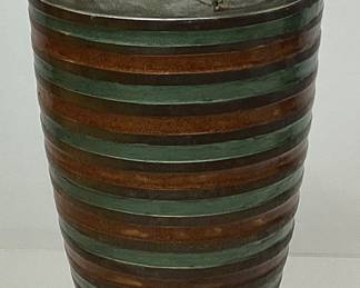 VTG. BRASS CLOISONNE FLORAL DESIGN VASE, 10.25in H