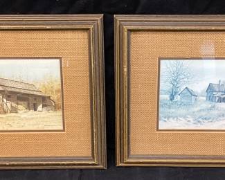 (2) 1981 SIGNED MEL KESTER PRINTS, WESTERN NC THE OLD HAYLOFT & THE HOUSE AT THE END OF THE ROAD NO SHIPPING PICKUP ONLY