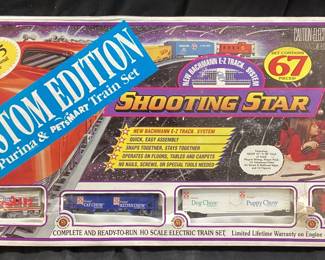 BACHMANN CUSTOM EDITION PURINA & PETSMART SHOOTING STAR HO SCALE ELECTRIC TRAIN SET, IN ORIGINAL BOX NO SHIPPING PICKUP ONLY