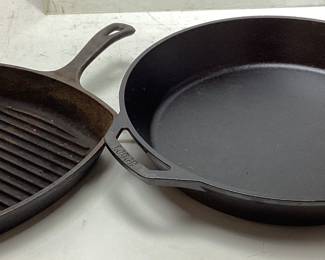 (2) LODGE CAST IRON PANS NO SHIPPING PICKUP ONLY