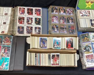 ASSORTED BASKETBALL, BASEBALL & FOOTBALL CARDS, MICHAEL JORDAN, LARRY BIRD, MAGIC, CHARLES, PATRICK EWING, GARY PAYTON, SHAWN KEMP, OTIS THORPE, BUCK JOHNSON ROLL TIDE, CURT SCHILLING, DON BAYLOR, EL PRESIDENTE DENNY MARTINEZ, CAL RIPKIN JR……MOSTLY BASKETBALL