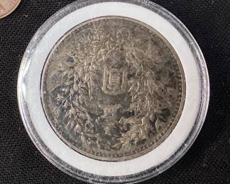 ASSORTED CURRENCY, 1914-21 CHINESE SILVER DOLLAR YUAN SHIKAI, COMMONLY CALLED ‘FAT MAN’ DOLLAR, 80-90% SILVER, 26.6g BRITISH BANK NOTE, SPAIN BANK NOTE, ASSORTED COINS- FRANCE, SWEDEN, SWITZERLAND, AUSTRIA, GREAT BRITAIN