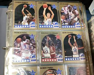 ASSORTED BASKETBALL, BASEBALL & FOOTBALL CARDS, MICHAEL JORDAN, LARRY BIRD, MAGIC, CHARLES, PATRICK EWING, GARY PAYTON, SHAWN KEMP, OTIS THORPE, BUCK JOHNSON ROLL TIDE, CURT SCHILLING, DON BAYLOR, EL PRESIDENTE DENNY MARTINEZ, CAL RIPKIN JR……MOSTLY BASKETBALL