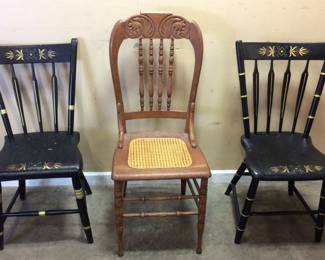 HARTWIG & KEMPER CHAIR WITH 2 VTG. BLACK CHAIRS