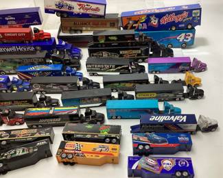 ASSORTED TRANSPORTER HAULER TRUCKS, NASCAR, KELLOGG’S, DUPONT, VALVOLINE, STP, REMINGTON, MAXWELL HOUSE, INTERSTATE BATTERIES, KODAK, ALLIANCE