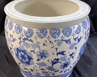 CHINOISERIE FISHBOWL STYLE JARDINIERE, 11.5in H NO SHIPPING PICKUP ONLY