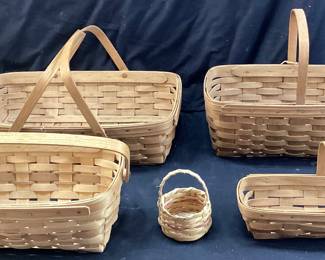 (5) ASSORTED LONGABERGER BASKETS NO SHIPPING PICKUP ONLY