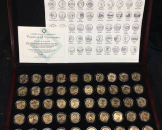 1999-2008 U.S. STATE QUARTER COLLECTION, 24KT GOLD PLATED WITH CASE AND CERTIFICATE OF AUTHENTICITY in UNCIRCULATED CONDITION
