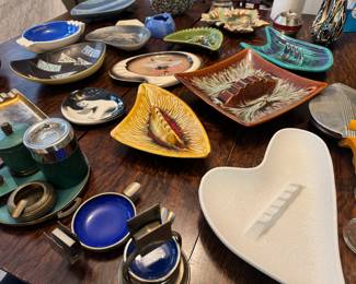 Huge Collection of MCM & Art Deco Ashtrays & Plates