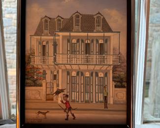 Framed Oil on Board Haitian Home Signed Buffon Thermidor Cap. Haitien Haiti (9"W x 11"H)