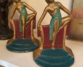 Art Deco Dancing Lady Chalkware Book Ends (pair)