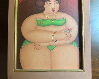 Framed Original Oil on Canvas Portrait of a Lady Signed Nelson Woodley (10"W x 12"H)