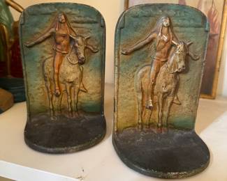 Vintage Cast Iron Bookends "Appeal to the Great Spirit"