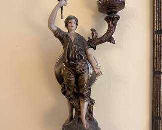 Art Nouveau Wall Hanging Flaming Torch Lamp (2 Total)