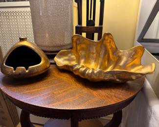 Sascha Brastoff Ceramic Chimney Ashtray MCM & Sascha Brastoff Clam Shell