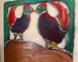 Hand-Painted Haitian Rooster Metal Wall Art