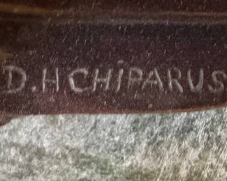 Demetre Chiparus Antique Bronze Marble Statue Girl with Parrot Signed