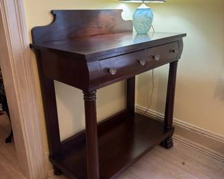 American Empire Mahogany 2 Drawer/2 Tier Hall Console Table (38"W x 19-1/2"D x 44"H)