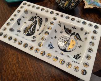 Georges Briard Forbidden Fruit White Glass Tray