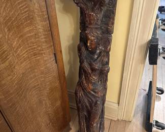 Carved Greek Chalkware Hanging Columns (Pair)