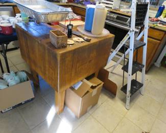 Vintage chopping block with legs