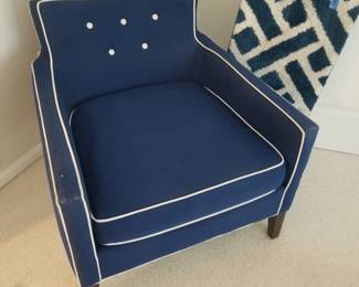 Navy chair with wite piping