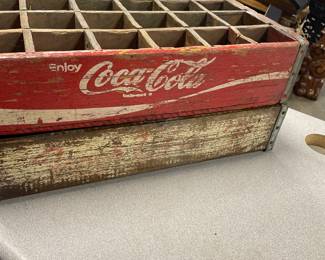 Wooden Coca-Cola and 7-Up trays
