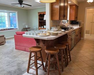 Solid wood counter height rotating bar stools