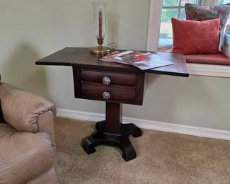 Vintage Empire drop leaf two drawer table