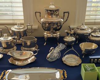 Vintage silver serving ware and accessories