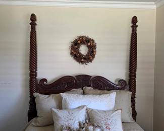 Stunning antique 4 post solid wood full size bed