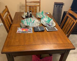 dining room table 4 chairs one leaf