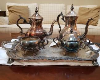 "Lady Margaret" silver plated tea service with tray by FB Rogers.