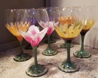 Hand Painted Wine Goblets by Dianne Horton
