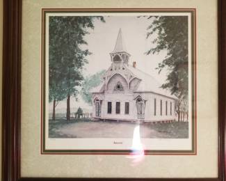 Church Print Art, signed. 