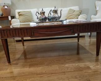 Henredon French Neoclassical Banded Mahogany Coffee Table