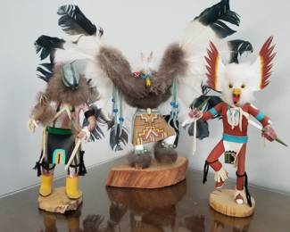 Kachina Figures, signed. 
Squash, Eagle, White Owl. 