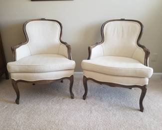 Vintage Louis XV Bergere Armchairs - Pair