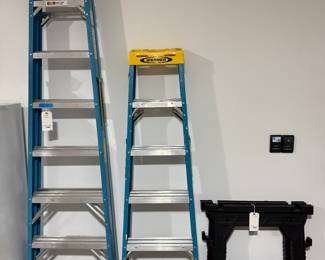 Ladders, sawhorse pair. 