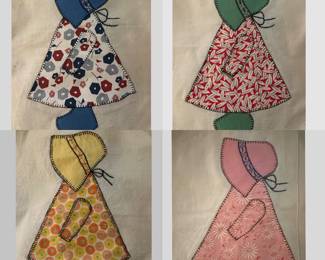 Vintage Sunbonnet Sue cotton blocks - just sew them together and you have a quilt!