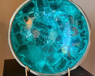 Malachite Bowl with Brass Rim