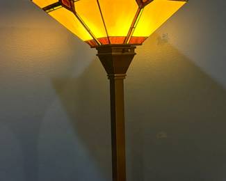 Tiffany style torchiere floor lamp, one of two